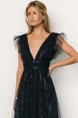 Annika Sequin Mesh Maxi Dress | Navy