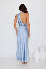 Formal Luxe Satin Maxi Dress Blue