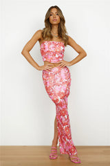 Tropical Bloom Maxi Skirt Pink