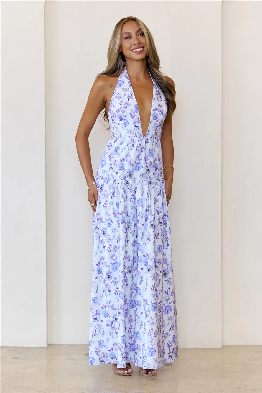 Wardrobe Goals Halter Maxi Dress Lilac