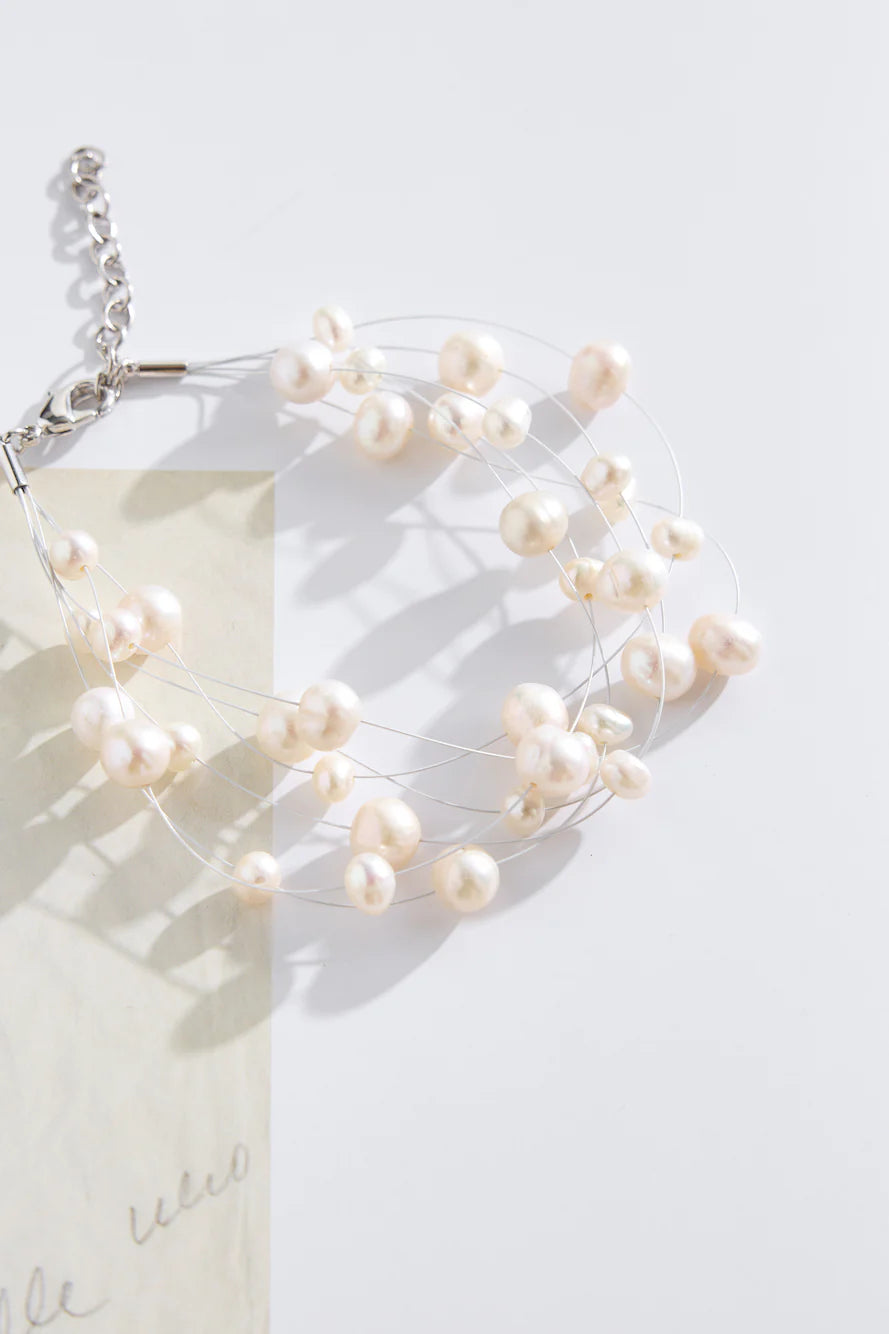 925 Silver Piper Freshwater Pearl Bracelet Silver