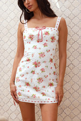 Cherry Trees Mini Dress White