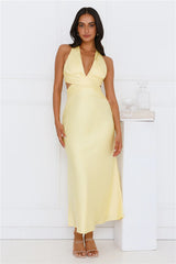 Dress Code Satin Maxi Dress Yellow