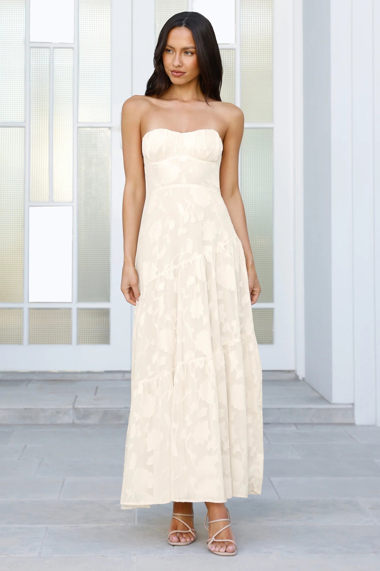 Wildflower Waltz Strapless Maxi Dress Yellow