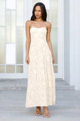 Wildflower Waltz Strapless Maxi Dress Yellow