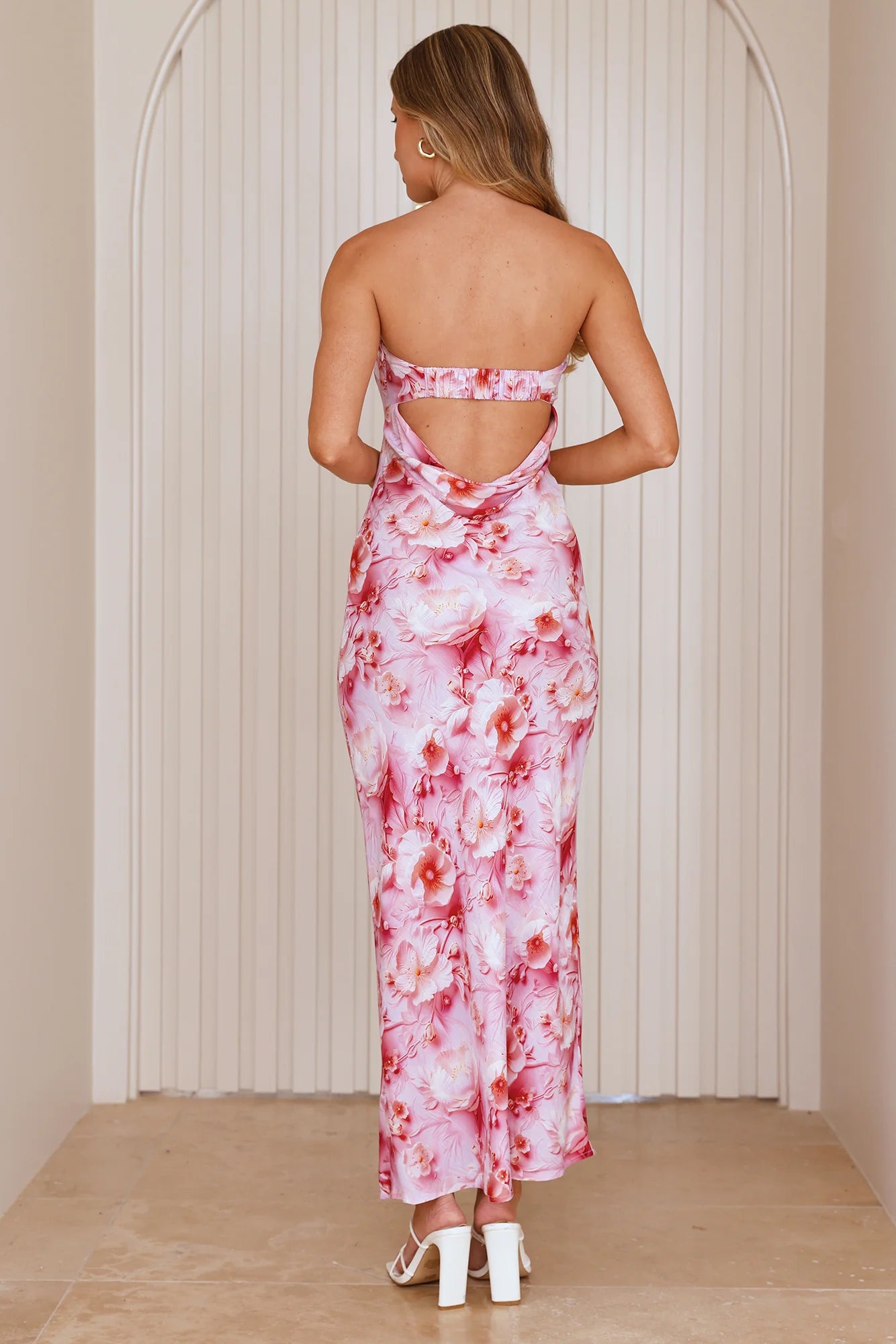 Blooming Brilliance Strapless Maxi Dress Pink