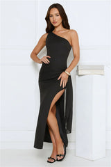 Tidal Dream One Shoulder Maxi Dress Black