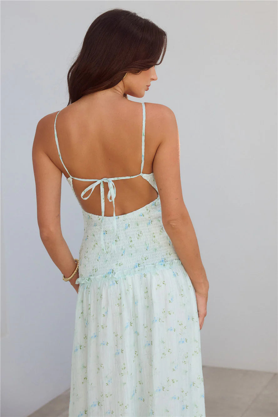 Among the Flowers Maxi Dress Blue