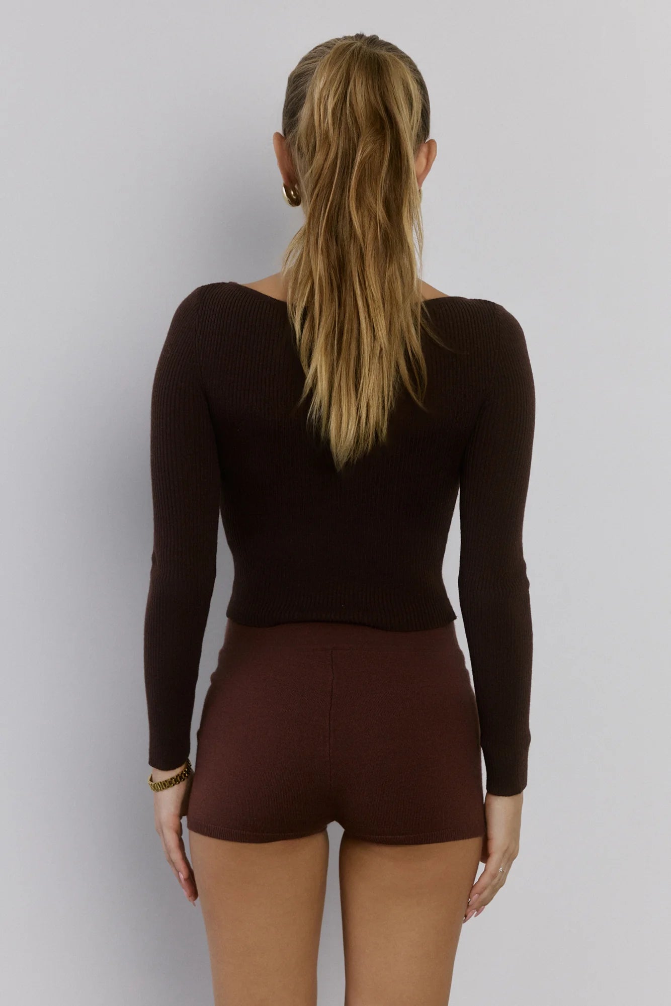 Frosted Nights Ribbed Long Sleeve Top Brown