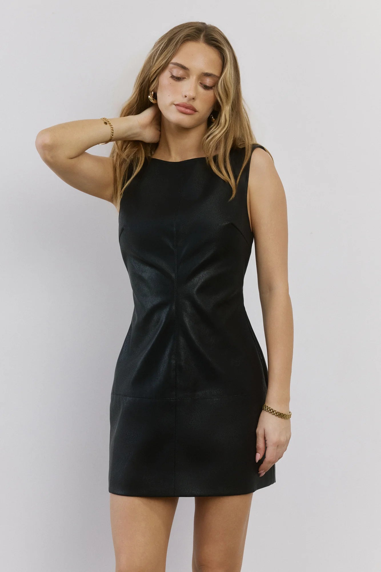 Diva Glaze PU Mini Dress Black