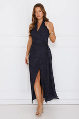 Dazzling Dusk Halter Maxi Dress Navy