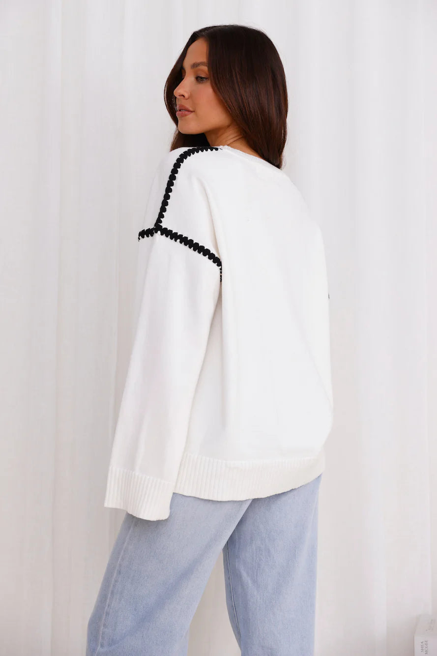 Warm Cottage Knit Sweater White