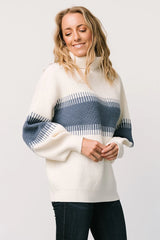 Antonov Turtle Neck Sweater | Blue + Cream
