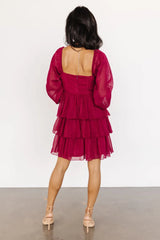Thompson Tiered Short Dress | Burgundy