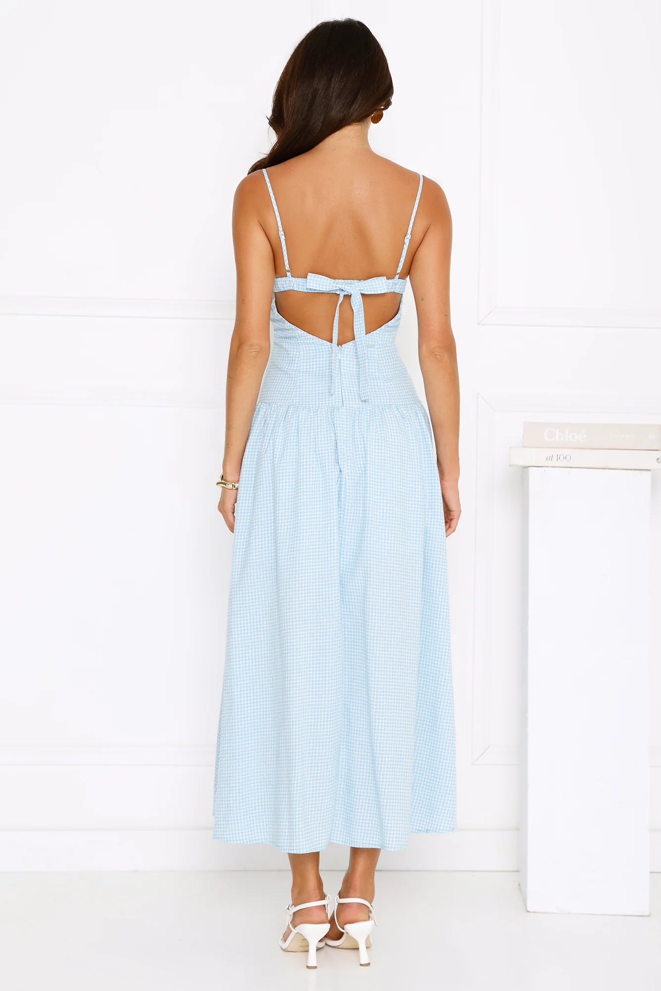 Capturing Style Gingham Midi Dress Blue