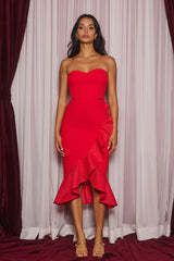 Embrace Extraordinary Strapless Midi Dress Red