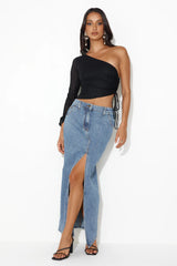 Brunch Groove One Shoulder Top Black