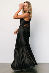 Sandra Pleated Maxi Dress | Black