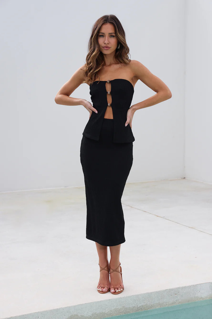 Frozen Drinks Midi Skirt Black