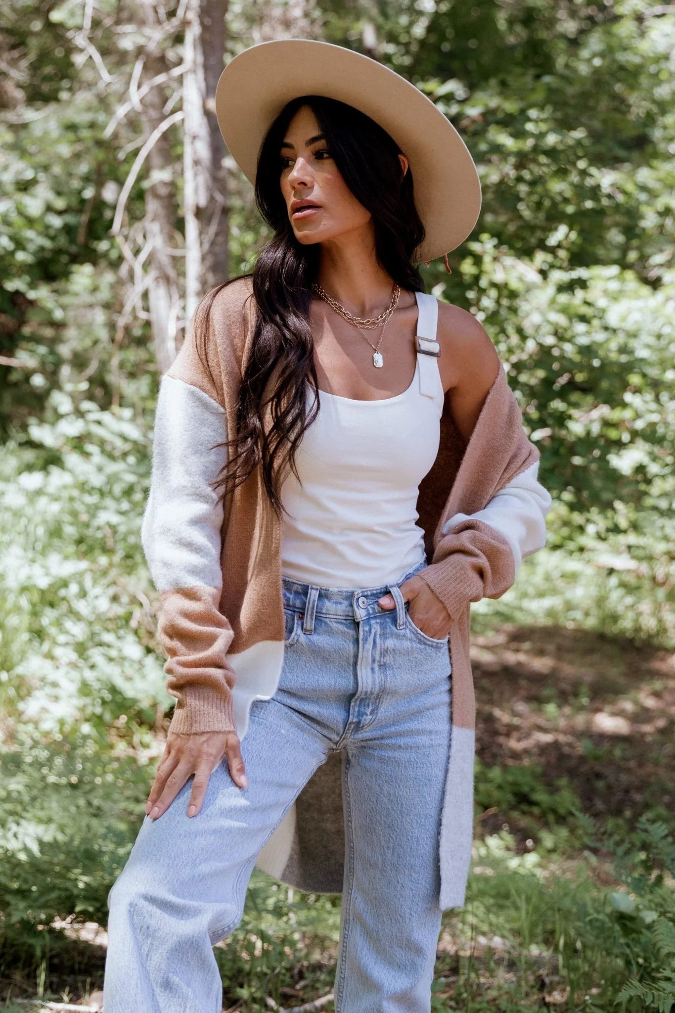 Pierson Color Block Cardigan | Camel