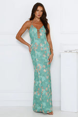 Green Oasis Halter Maxi Dress Green