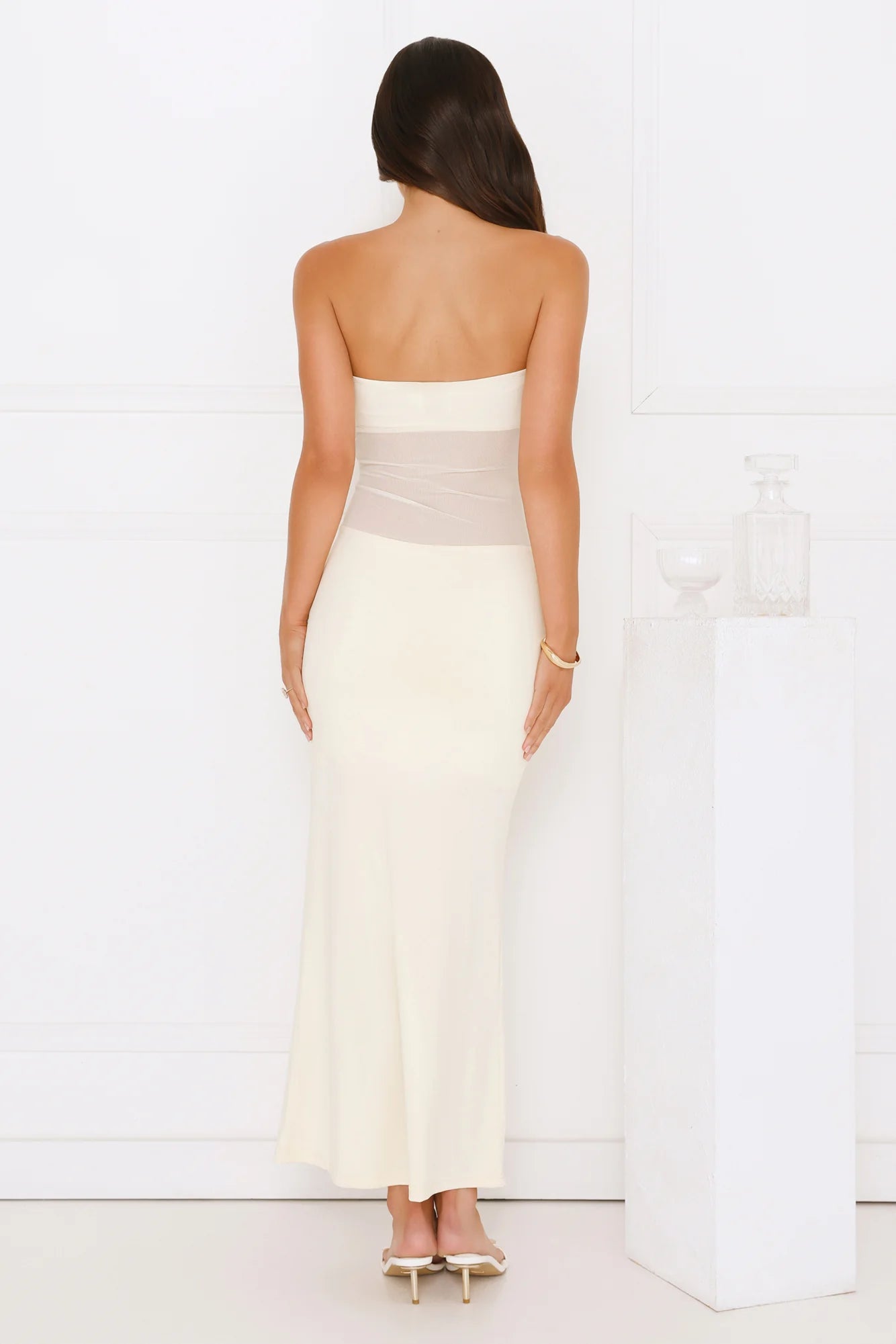 Cherry Glaze Strapless Maxi Dress Yellow