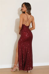 Perfect Attraction Sequin Maxi Dress Red Sequin