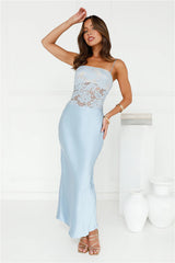 Switch On Satin Maxi Dress Blue