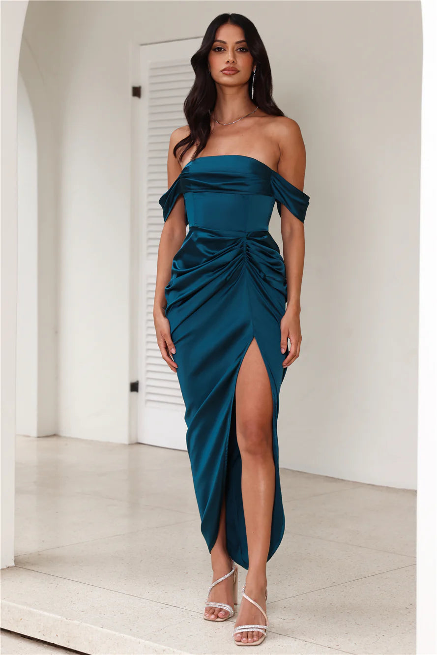 DEAR EMILIA Be Seen Midi Dress Teal