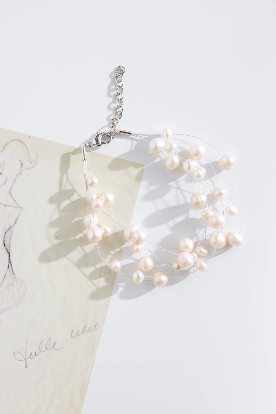 925 Silver Piper Freshwater Pearl Bracelet Silver