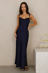 The Penelope Cowl Satin Maxi Dress Navy