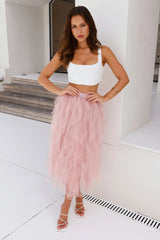 Twirl This Way Tulle Midi Skirt Pink