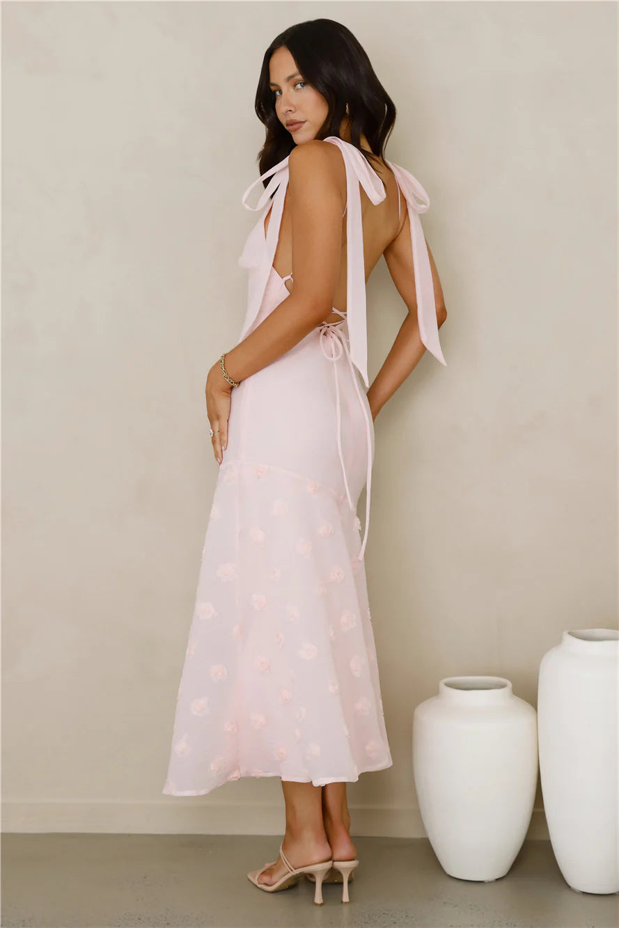 Whispering Petals Maxi Dress Pink