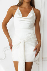 Diamond Of The Season Halter Satin Mini Dress Ivory