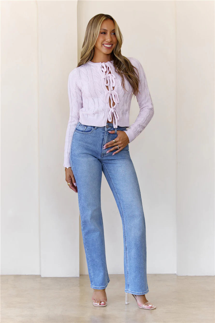 Abbye Cable Knit Top Pink