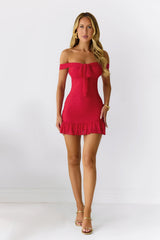Tides Of Love Off Shoulder Mini Dress Red