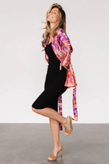 Daniela Satin Kimono | Plum + Coral