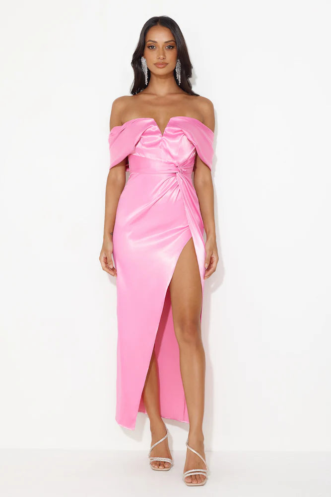 Formal Affair Satin Maxi Dress Pink