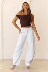BASE Luxe Rib Luxe Line Off Shoulder Top Chocolate