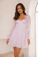 Spellbound Secrets Long Sleeve Sequin Mini Dress Purple