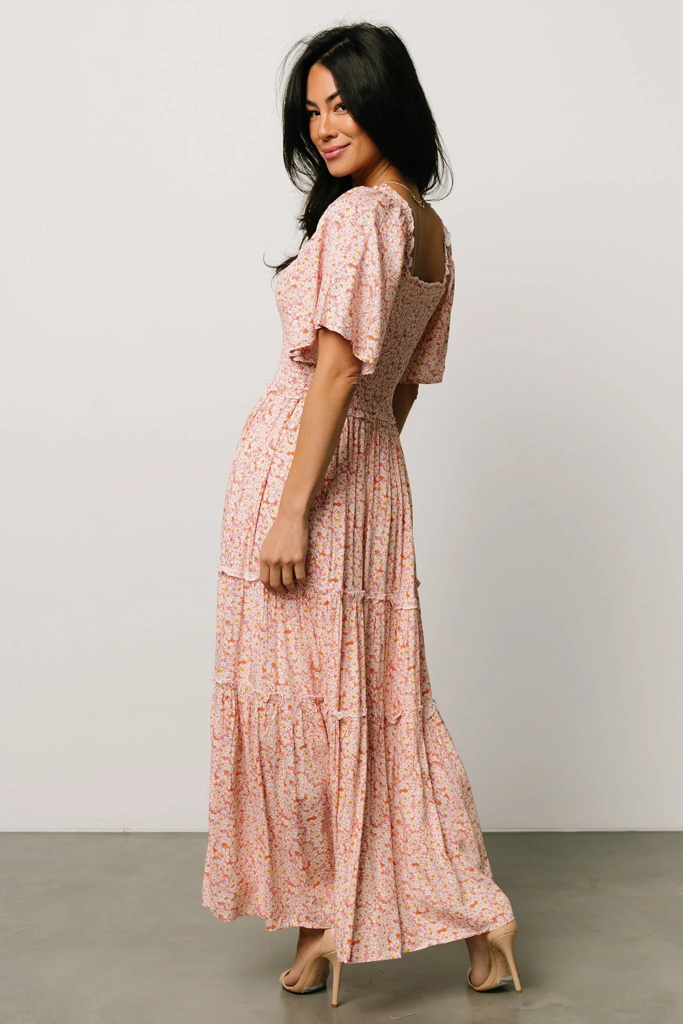 Regina Smocked Maxi Dress | Coral Floral
