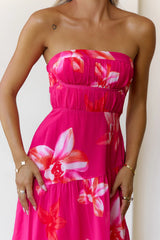 Bloom Vista Strapless Maxi Dress Pink