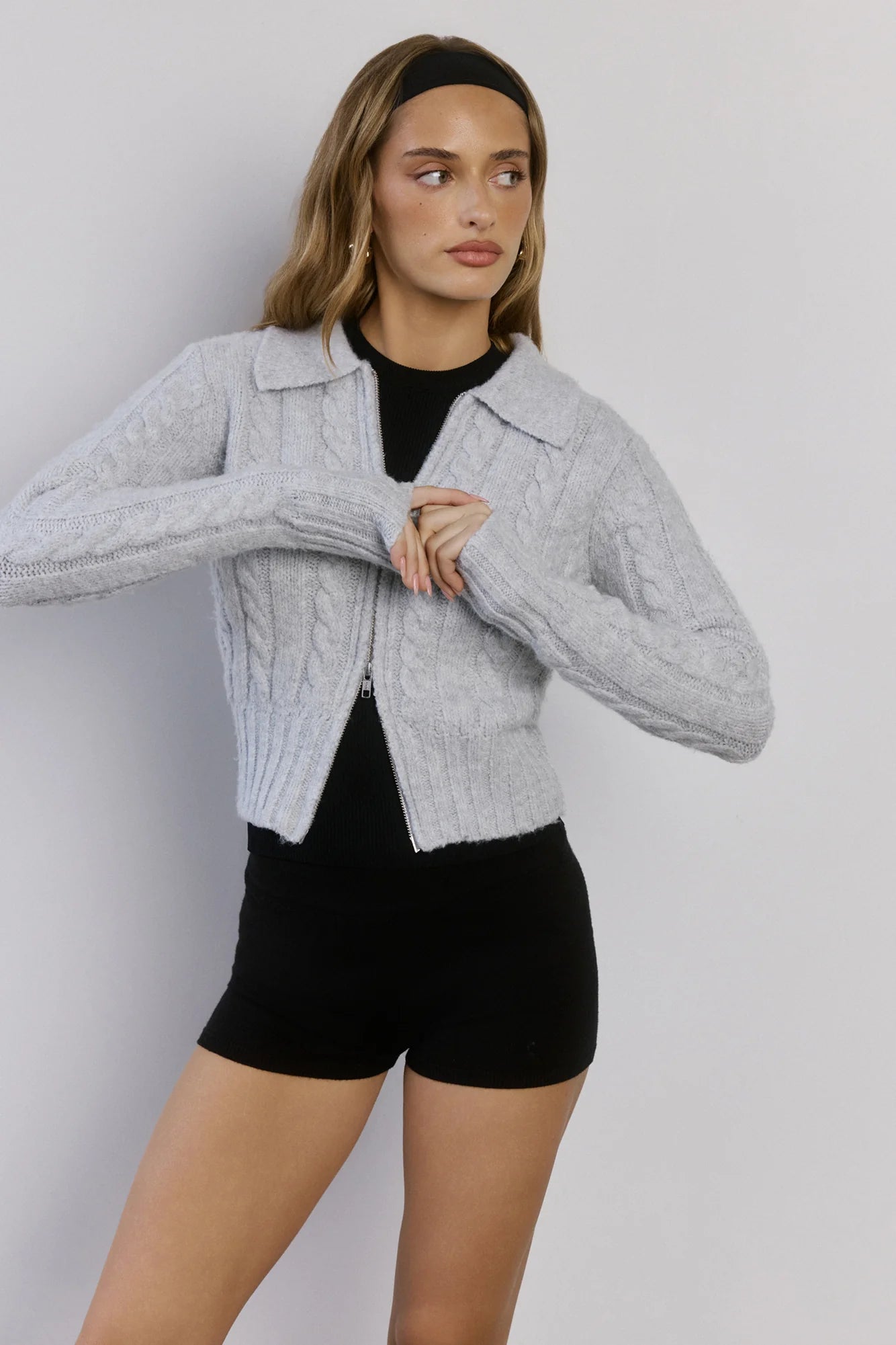Winter Love Story Cable Knit Cardigan Grey