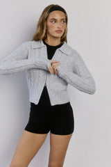 Winter Love Story Cable Knit Cardigan Grey