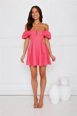 Darling Daze Off Shoulder Mini Dress Pink