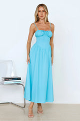 Whimsical Woods Maxi Dress Aqua