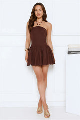The New Romantic Halter Mini Dress Brown
