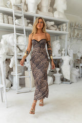 Wild Love Satin Maxi Skirt Leopard