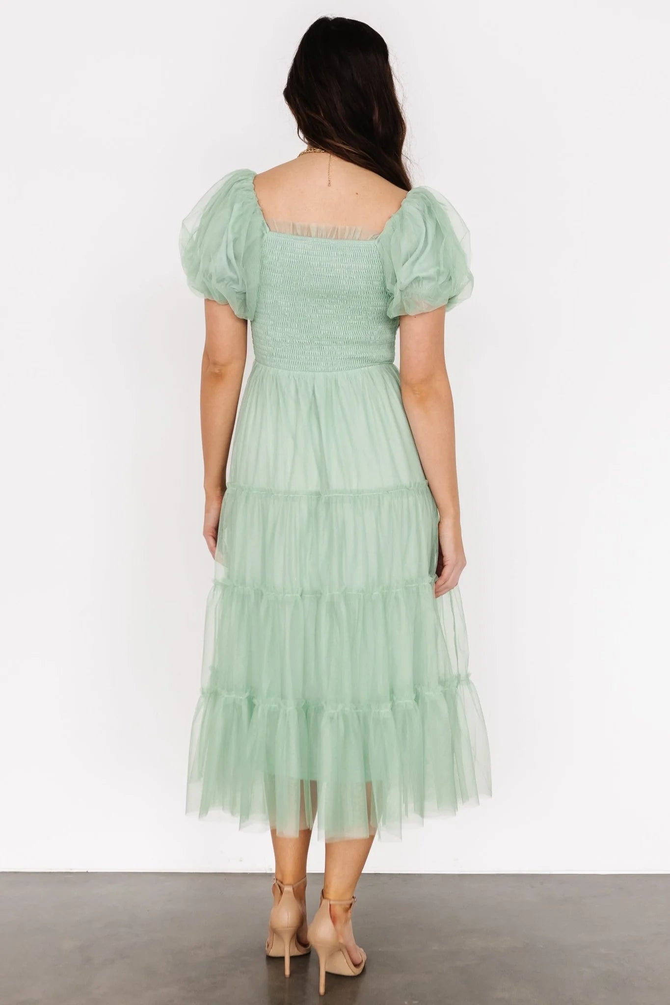 Liv Tulle Midi Dress | Light Green