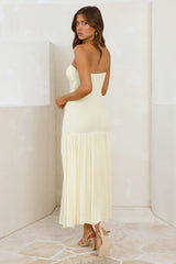 Win Instantly Strapless Mesh Maxi Dress Yellow